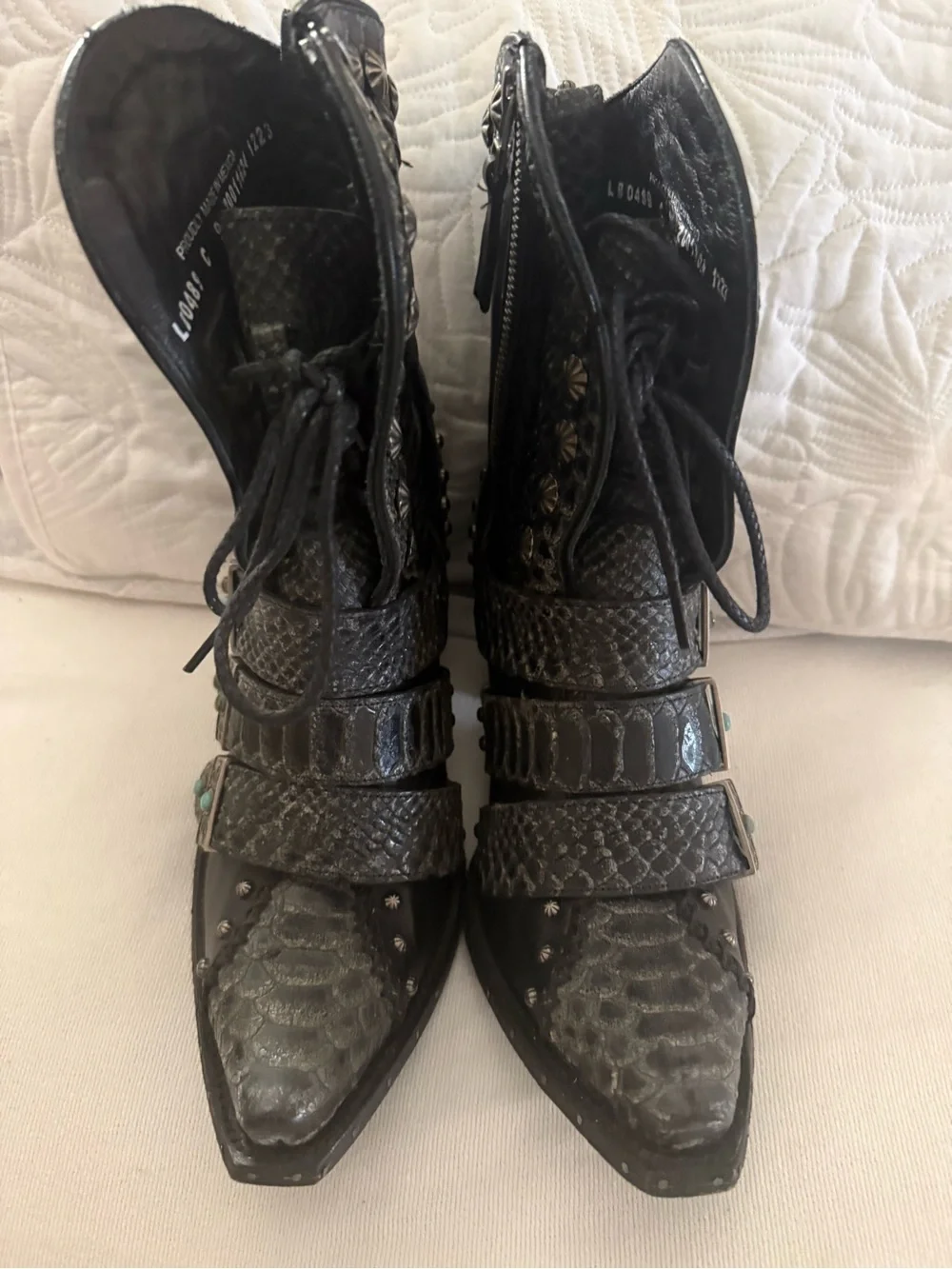 Black SHOWDOWN BOOTIE Studded Western Ankle Boots - Picture 4 of 8